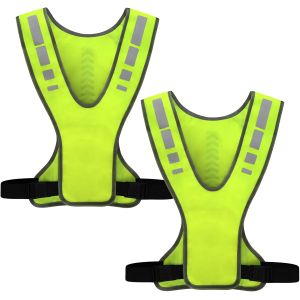 Acdsgd-2pi&egrave;ces Gilet R&eacute;fl&eacute;chissant Running,Gilet De S&eacute;curit&eacute; R&eacute;fl&eacute;chissant R&eacute;glable Haute Visibilit&eacute;,Gilet R&eacute;fl&eacute;chissant Ajustable,Gilet De S&eacute;curit&eacute; R&eacute;fl&eacute;chissant Respirant,Pour La Course De Nuit - Neuf