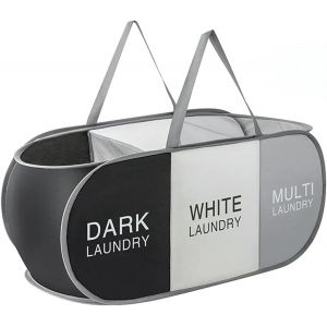 MEVRONISSHOP-Panier &agrave; Linge Pliable &agrave; Trois Compartiments, Panier &agrave; Linge Sale Portable, Grande Capacit&eacute;, Id&eacute;al Pour la Salle de Bain, la Chambre &agrave; Coucher, la Buanderie et la Chambre D'enfant. - Neuf