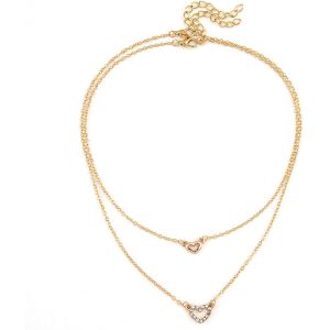 Kal-Collier En Forme De Coeur Pour Femmes Collier Classique &Agrave; Pendentifs En Forme De Coeur D'amour Creux Collier En Forme De Coeur En Cristal Pour Mariage Cadeaux De Mariage - Neuf