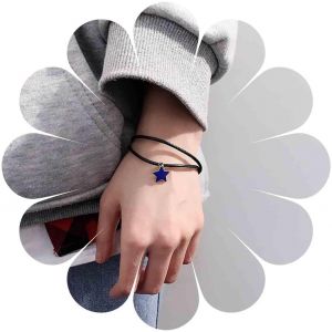 Kal-Bracelet En Cuir Superpos&eacute; Punk Bracelet &Eacute;toile Pendentif &Eacute;toile Cha&icirc;ne Bracelets De Corde En Cuir Noir Bracelet En Cuir Crochet&eacute; Cha&icirc;ne &Agrave; Main Bijoux Pour Femmes Et Filles - Neuf