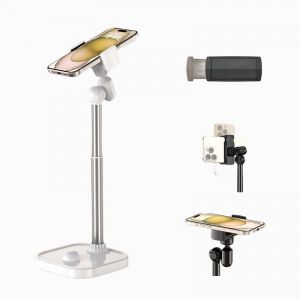 Support De T&eacute;l&eacute;phone Portable R&eacute;glable Pour Bureau Et Table De Chevet, Compatible Avec Iphone, Smartphone Et Mobile, Id&eacute;al Pour L'enregistrement Vid&eacute;o Et Les Appels - Neuf