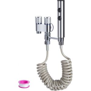 JGD-Douchette WC 2 en 1Jet Puissant & Spray Large Douchette Toilette WC Douchette Wc Kit de Pulv&eacute;risateur de Toilette pour l'Hygi&egrave;ne Personnelle Quotidienne Lavage Animal Domestiq Argent - Neuf