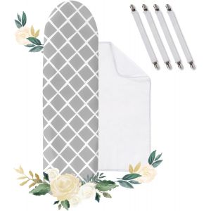 MEVRONISSHOP-Housse Table &agrave; Repasser,100% Coton Housse de Planche &agrave; Repasser Turbo &agrave; Trois Couches &eacute;paissie, adapt&eacute;e &agrave; Une Planche &agrave; Repasser de 110-125 * 30-42CM avec Chiffon &agrave; Repasser - Neuf