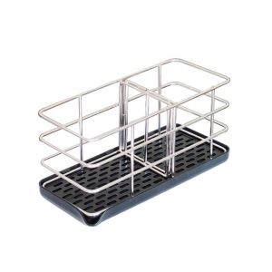 Évier De Cuisine Organisateur De 20 X 8,5 X 10 Cm (Cadre Noir) - Évier Éponge Titulaire, En Acier Inoxydable, De Détergent Et De Savon Organisateur, Salle De Bains Évier Caddy, Époxy - Neuf