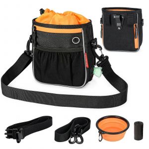 Sac De Friandises Pour Chiens,Sacs De Promenade Pour Chiens Transporter Des Croquettes Snacks Jouets Pour La Récompense De Dressage De Chiens,Noir - Neuf
