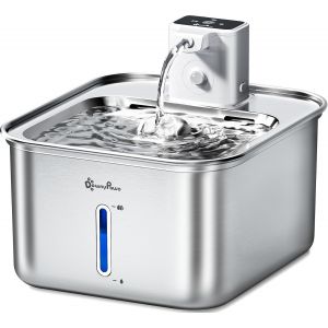 Fontaine &Agrave; Eau Pour Chat Inox, Sans Fil Avec D&eacute;tecteur De Mouvement Et Pile - Neuf