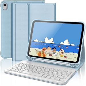 Clavier pour iPad 10/11&egrave;me G&eacute;n&eacute;ration 2022/2025, Clavier AZERTY sans Fil Bluetooth, &Eacute;tui avec Porte-Crayon pour iPad 10&egrave;me G&eacute;n/A16 &iquest;10.9''/11`&iquest;&iquest; Bleu - Neuf