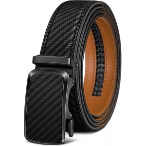 Men's Leather Belt With Automatic Ratchet Buckle,Wide 35 Mm,Adjustable Size.[E1041] - Neuf
