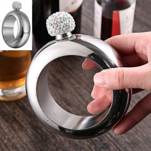304 Acier Inoxydable Booze Shot Flask Bangle Bracelet Flask Bracelet - Neuf