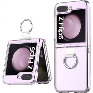 LORANKA-pour Samsung Galaxy Z Flip 5 Coque Transparente avec Anneau, [Anti-Jaune] Ultra-Mince Slim Fit Transparent Dur PC Coque pour Samsung Flip 5 5G - Neuf