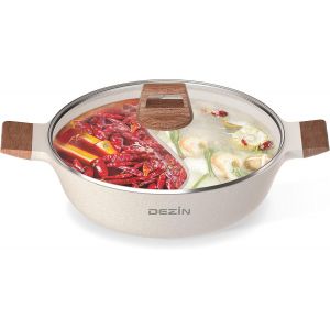 Subzonal-Dezin Marmite Shabu De 5 L &Agrave; Double Saveur Avec S&eacute;parateur, Casserole Antiadh&eacute;sive Double Face, Marmite Divis&eacute;e De 30,5 Cm Pour La Cuisine, Casserole Pour Plaque &Agrave; Induction - Neuf
