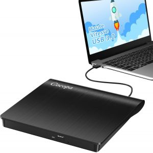 CHECARZHN--NO1-Lecteur Cd/Dvd Externe Pour Pc, Usb 3.0 Graveur Enregistreur Portable Rw/Rom Mince Transmission Rapide Câble Usb Intégrée Windows/Mac Os Apple/Imac/Macbook/Laptop/Desktops/Pc Noi - Neuf