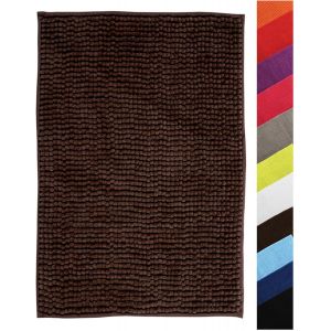 KAL-Tapis De Bain Tapis De Douche U201EchenilleU201C Poils Longs Microfibres Moelleux Anti-Dérapant 60X90 Cm Marron - Neuf