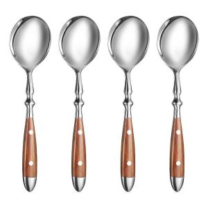 Ensemble De 4 Cuill&egrave;res &Agrave; Soupe,Cuill&egrave;res Avec Manche Confortable En Bak&eacute;lite, - Neuf
