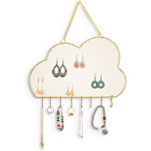 Mevronisshop-Organiseur De Bijoux Suspendu, Pr&eacute;sentoir Mural En M&eacute;tal Pour Boucles D'oreilles Et Colliers,Cadeau Pour Les Filles Et Les Femmes (Nuages) - Neuf