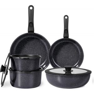 Subzonal-Set De Casseroles Et Po&ecirc;les En C&eacute;ramique Antiadh&eacute;sif - 11 Pi&egrave;ces Avec Poign&eacute;es D&eacute;tachables, Sans Produits Toxiques, Compatible Induction, Four Et Lave-Vaisselle&iquest;Gris 11pcs&iquest; - Neuf