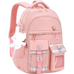Cartable Filles Primaire,Sac D'école Léger et Mignon,Sac à Dos pour Enfants CE1 CE2,Sac Ecole Fille CM1 CM2 pour l'école ou les Voyages D'agrément,Rose - Neuf