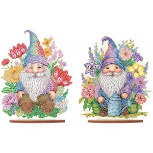 Oayew-2 Pack 5d Diy Diamant Peinture D&eacute;coration Gnome Nain 13x20 Cm Diamant Painting Table D&eacute;coration Gnome Diamond Painting Ornement Table D&eacute;coration Nain Peinture Par Num&eacute;ros Ornements Cadeau - Neuf