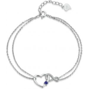 Eryi-Bracelet Pierre De Naissance Infini C?ur Argent Sterling 925 Réglable Double Couche Cadeaux Pour Maman Et Petite Amie - Neuf