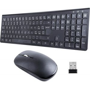 Kit Clavier Et Souris Sans Fil Batterie Rechargeable Int&eacute;gr&eacute;e Sans Fil Pour Ordinateur Pc Tablette Compatible Windows Android Mac 16 Touches Multim&eacute;dias Haute Pr&eacute;cision Silencieux Ergonomique - Neuf