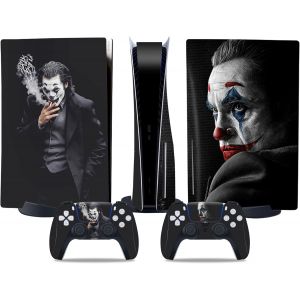 &reg; Kit de Skins Extra-r&eacute;sistants pour PlayStation 5 (PS5) Disc | Ensemble de Stickers vinyles Mats pour Console et 2 manettes u2013 pour Joker Design - Neuf