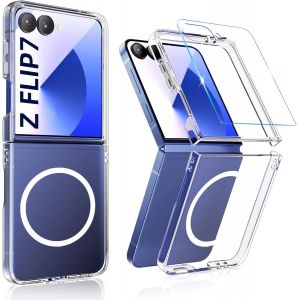 LORANKA-&Eacute;tui magn&eacute;tique pour Samsung Galaxy Z Flip 7 avec protecteur d'&eacute;cran en verre fin dur PC [&eacute;tui pour MagSafe] Anti-Jaunissement R&eacute;sistant aux rayures Housse pour Samsung Z Flip7 - Neuf