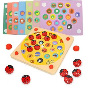 ERYI-Jeu De Mémoire Jardin Des Coccinelles,Jouet Montessori Jeu De Société Avec 8 Motifs Amusants,Jeu Éducatif En Bois Pour Enfants De 3,4 Et 5 Ans, ,Jeu Éducatif Pour Enfants De 3 4,Cadeau Enfant 3 - Neuf