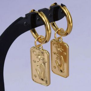 S1981-G - Boucles D'oreilles Punk Croix Épée Pendentif,Cerceaux En Acier Inoxydable Pour Femmes Et Hommes,Accessoires Non Ternissants,Bijoux Vintage,Cadeau Arete - Neuf