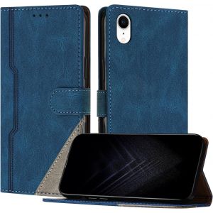 Kal-Étui Pour Iphone Xr (6,1 Pouce), Housse En Cuir Pu Avec [Protection Antichoc Tpu] [Fonction Support] [Porte-Cartes ] Antichoc Magnétique Coque Pour Iphone Xr - Bleu - Neuf