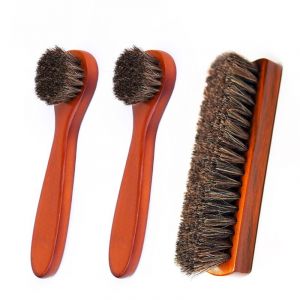 Lot De 3 Brosses &Agrave; Cr&egrave;me En Crin De Cheval Pour Appliquer Le Cirage Et La Cire Sur Les Chaussures - La Brosse &Agrave; Chaussures Pour Un Entretien Professionnel - Neuf