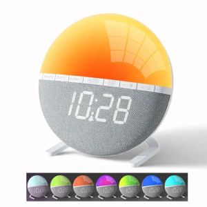 ore-Réveil avec lumière du lever du soleil,horloge de bureau avec couleurs de lumière,son naturel,horloge numérique pour salon,chambre à coucher,décoration de la maison-RGB- - Neuf