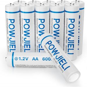 Lot De 12 Piles Rechargeables Ni-Mh Aa Double A 600 Mah 1,2 V Pr&eacute;-Charg&eacute;es Pour Jardin, Am&eacute;nagement Paysager, Lampes Solaires D'ext&eacute;rieur, Guirlandes Lumineuses, Lumi&egrave;res D'all&eacute;e - Neuf