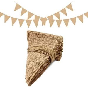 Guirlande Fanions Toile de Jute,3,7 Mètres/13pcs Drapeaux Triangle Bannière Vintage pour Mariage Fête Baptême,Décoration Intérieure et Extérieure - Neuf