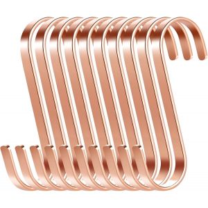 Eryi-Crochets En S Pour Cuisine - 10 Crochets De Suspension En Acier Inoxydable, 7,7cm, Forme S En Métal Pour Salle De Bain, Bureau, Jardin - Crochets De Boucher (Or Rose) - Neuf
