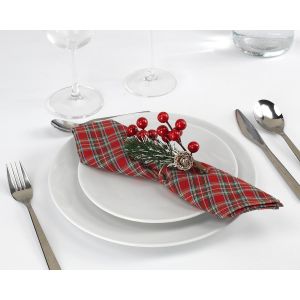 Eryi-Lot De 6 Serviettes De Table De Noël Écossais Pour Grandes Tables Rectangulaires, Grands Carreaux Avec Trois Tailles Différentes Au Choix (Petits Carreaux, Lot De 6 Serviettes) - Neuf