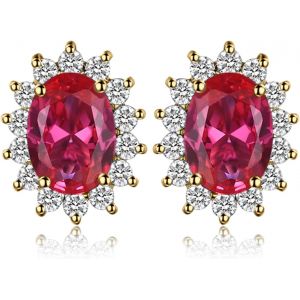 Kal-Diana Princesse Kate Middleton Boucles D'oreilles Clous Naturelle Améthyste Péridot Grenat Citrine Topaze Femme, Argent 925/ Plaqué Or Rose/Or Jaune, Vintage Ensemble De Bijoux Cadeau - Neuf