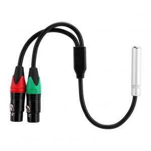 Cable de connexion audio double blindage en cuivre pur 0,3 m 24 aWG, connecteur femelle 6,35 mm vers double XLR femelle - Neuf