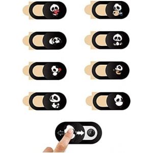 Lot De 8 Coques Pour Webcam - Housse Coulissante Pour Appareil Photo - Motif Panda Mignon - Pour Ordinateur Portable, Smartphone Et Tablette - Noir - Neuf