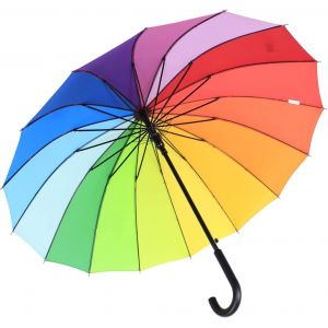Long parapluie de qualit&eacute; 16 parties r&eacute;sistant aux temp&ecirc;tes 1 m de diam&egrave;tre Arc-en-ciel - Neuf
