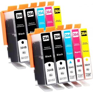 10x 364XL Cartouches d'encre Compatibles avec HP 364 364 XL pour HP Photosmart 5520 5510 5520 5524 Deskjet 3520 Officejet 4622 4622,5510 5520 5524 6520 5515 7520 - Neuf
