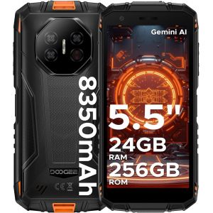 Smartphone DOOGEE Fire 3 Ultra 24Go+256Go 5.5'' 8350mAh Smartphone Robuste Android 15 Dural SIM 4G/NFC Orange - Neuf