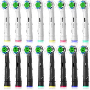Kgabery-Brossette De Rechange Compatibles Avec Braun Oral-B Brosse À Dents Electrique,Têtes De Brosse Précision Avec Capuchons Pour Pro Smart Vitality Triumph Genius Trizone (8blanc+8noir) - Neuf