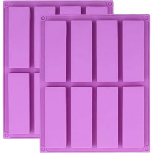 (Violet) 2 Grand Bâtiment Rectangulaire De Barre De Céréales Moules, 8 Cavité Antiadhésive Des Moules En Silicone, La Barre D'énergie De Moule Pour La Fabrication Du Chocolat, Barres De Céréales, - Neuf