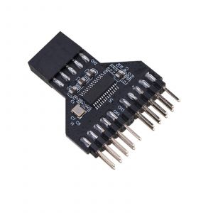 Carte mere USB 2.0 femelle 9 broches, connecteur d'interface noir, repartiteur 1 vers 2, cable d'extension, adaptateur, hub USB 9 broches - Neuf