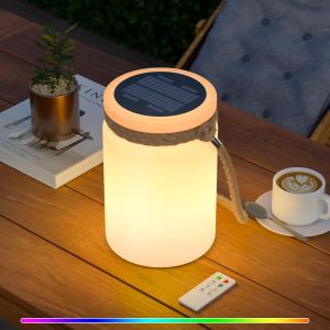 Lampe De Table Solaire, Lampe De Table Ext&eacute;rieur Blanc Chaud 8 Couleurs Indice D'&eacute;tanch&eacute;it&eacute; Ip44 Convient Pour Jardin, Salon, Balcon, Camping - Neuf