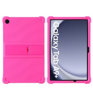 &Eacute;tui de Protection en Silicone Antichoc pour Samsung Galaxy Tab A9+ / A11+ avec Support, Rose Rouge - Neuf