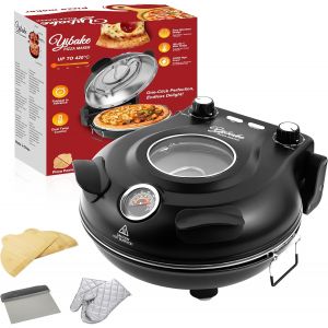 Four &agrave; pizza 420&deg;C noir avec pierre c&eacute;ramique 12 L - Neuf