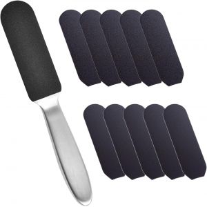 Checarzhn--No1-Lime À Pieds Pour Peaux Durcies Ou Sèches - En Acier Inoxydable - Double Face Et 12 Feuilles Abrasives De Rechange - Lime Pour Callosités - Râpe À Pieds Double Face - Neuf
