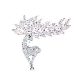 Faon Broche Strass En Alliage De Zinc, Clip Echarpe Pull, Une Chemise Et Un Foulard, Robe De Soirée Dames Cristal Broche Chic Banquet Cadeau D'anniversaire Mariage, Fête Pour Les Femmes - Neuf