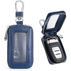 Pochette Porte-Cl&eacute;s,&Eacute;tui Porte Cl&eacute; en Cuir &Eacute;tui de Protection,&Eacute;tui de Cl&eacute; de Voiture Portable avec Fermeture Eclair (Bleu) - Neuf